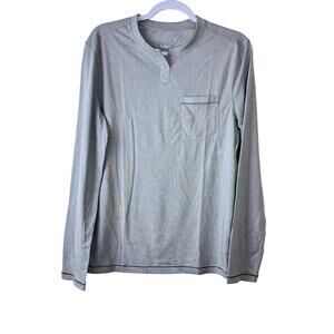 Lahgo by Lunya Gray Restore Long Sleeve Henley Shirt NWOT Size Small